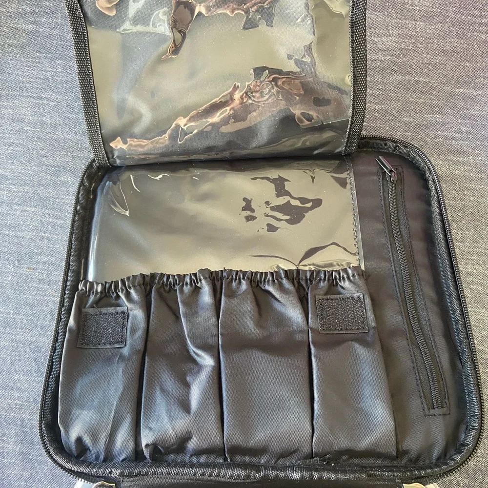 Striped Gray and White Travel Case